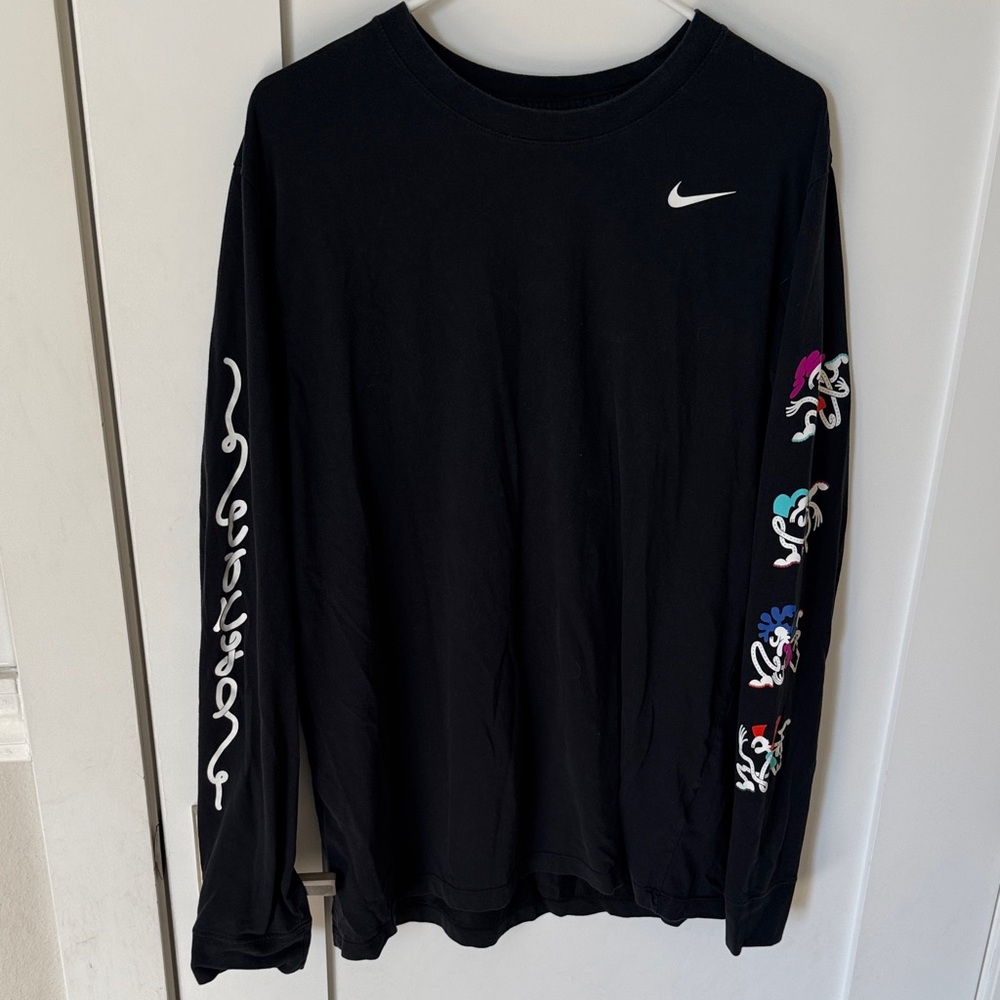 Nike Black Shirt with Vibrant Sleeve Accents